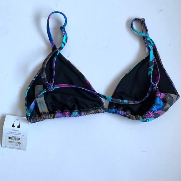 Victoria's Secret L Leopard Cheetah Print Triangle Bikini Top Swim Black Purple - Picture 2 of 12